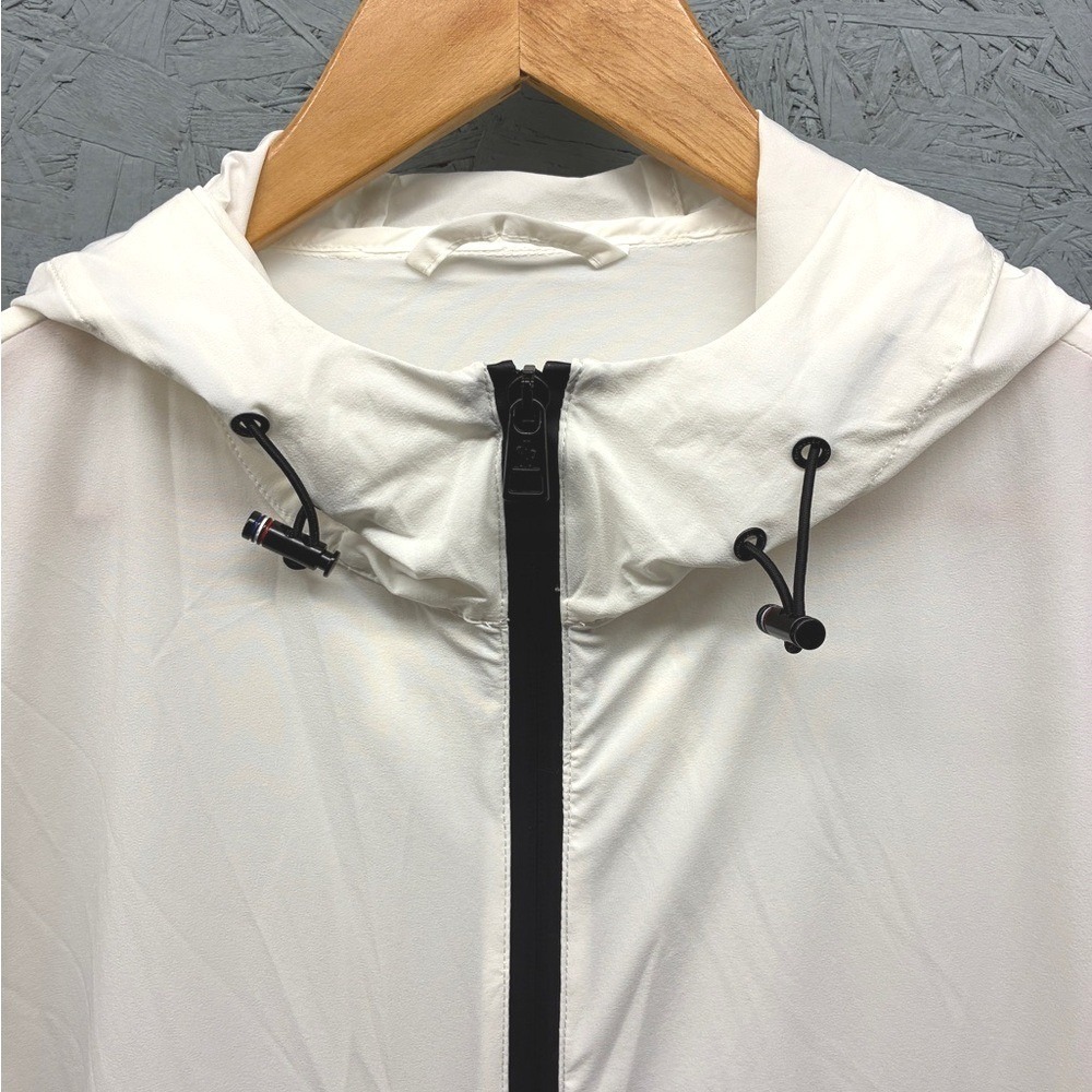 Moncler Hooded Windbreaker Jacket Womens XS 0 White Reflective Zip Outerwear - Picture 2 of 10